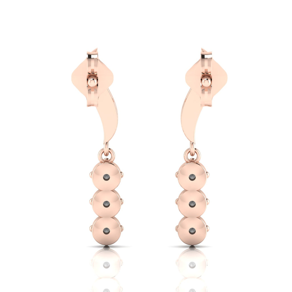 Wavy Line Emerald Rose Gold Plated Drop Earrings