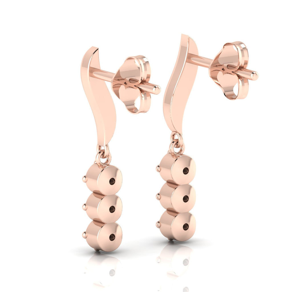 Wavy Line Emerald Rose Gold Plated Drop Earrings