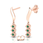 Wavy Line Emerald Rose Gold Plated Drop Earrings