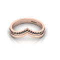 Black Diamond Rose Gold Plated Double V Wishbone Ring