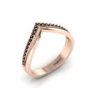 Black Diamond Rose Gold Plated Double V Wishbone Ring