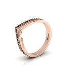 Black Diamond Rose Gold Plated Double V Wishbone Ring