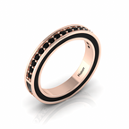 Rose Gold Plated White And Black Diamond Half Eternity Band Ring