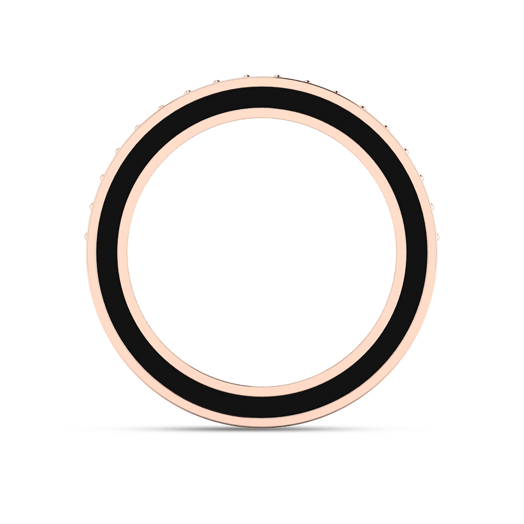 Rose Gold Plated White And Black Diamond Half Eternity Band Ring