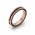 Rose Gold Plated White And Black Diamond Half Eternity Band Ring