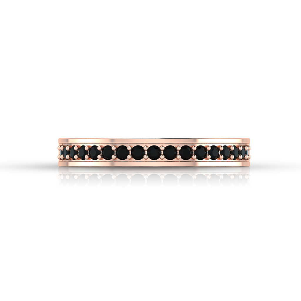 Rose Gold Plated White And Black Diamond Half Eternity Band Ring