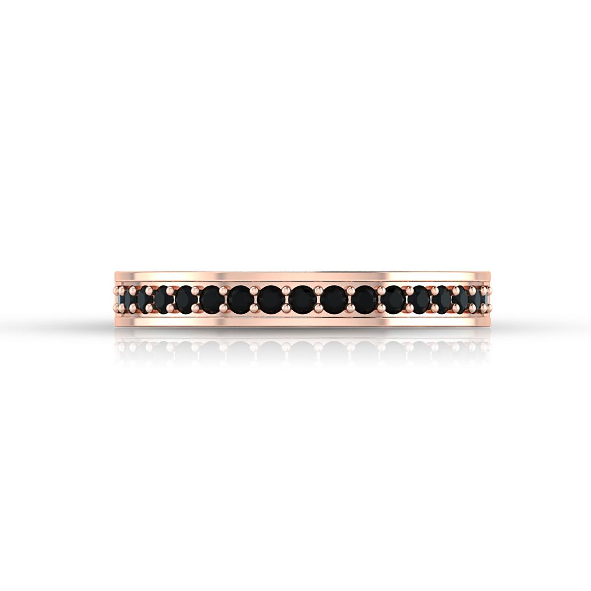Rose Gold Plated White And Black Diamond Half Eternity Band Ring