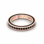 Rose Gold Plated White And Black Diamond Half Eternity Band Ring