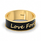 Love Forever Gold Plated Black Enamel Band Ring