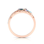 Multicolor Stone Floral Cocktail Rose Gold Plated Adjustable Ring
