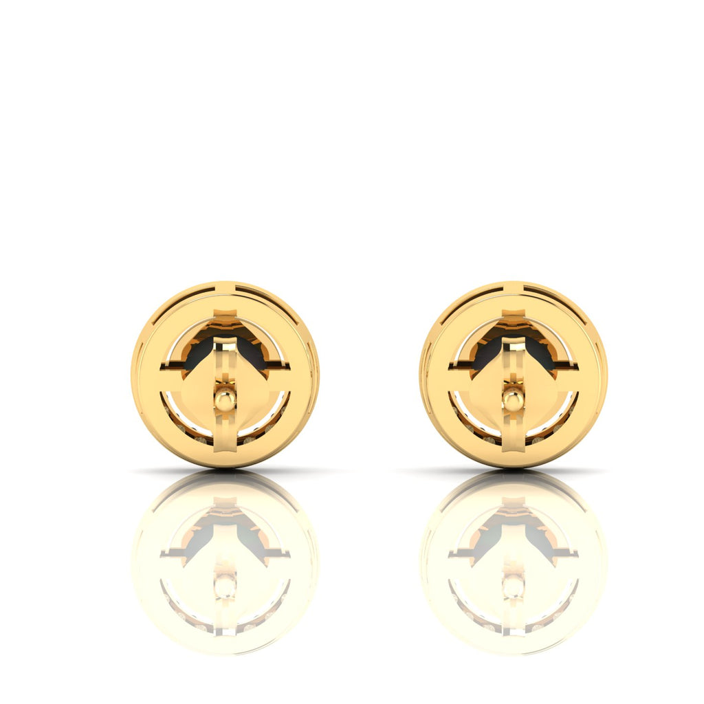 Round Opal & Diamond Halo Gold Plated Stud Earrings