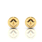 Round Opal & Diamond Halo Gold Plated Stud Earrings
