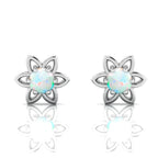 Sterling Silver Floral Studs Opal Earrings