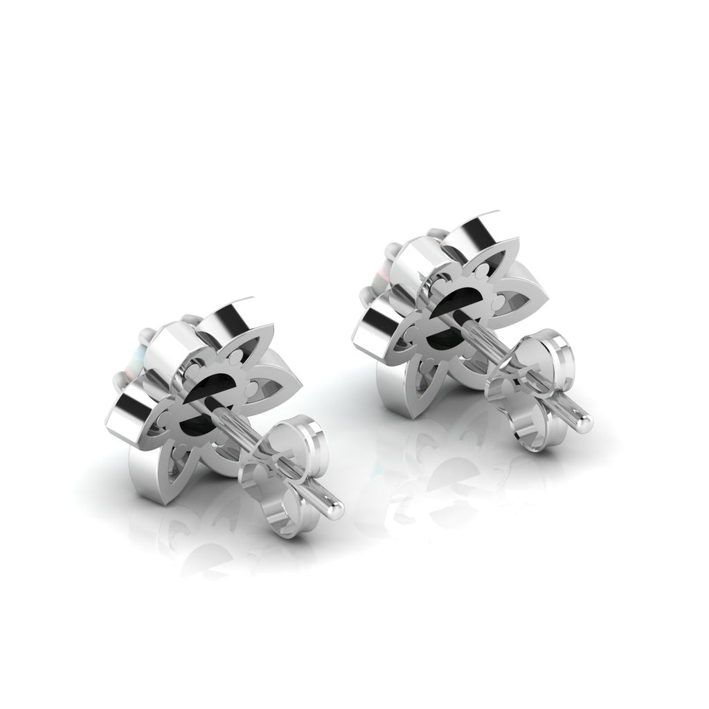 Sterling Silver Floral Studs Opal Earrings