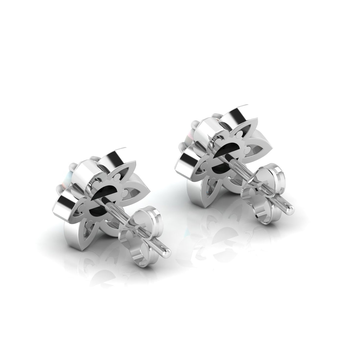 Sterling Silver Floral Studs Opal Earrings