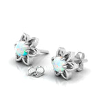 Sterling Silver Floral Studs Opal Earrings