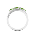 Princess-Cut Peridot 925 Silver Three Stone  Ring