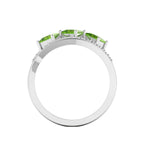 Princess-Cut Peridot 925 Silver Three Stone  Ring