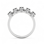 5 Stone Black Diamond Rose Flower 925 Silver Ring