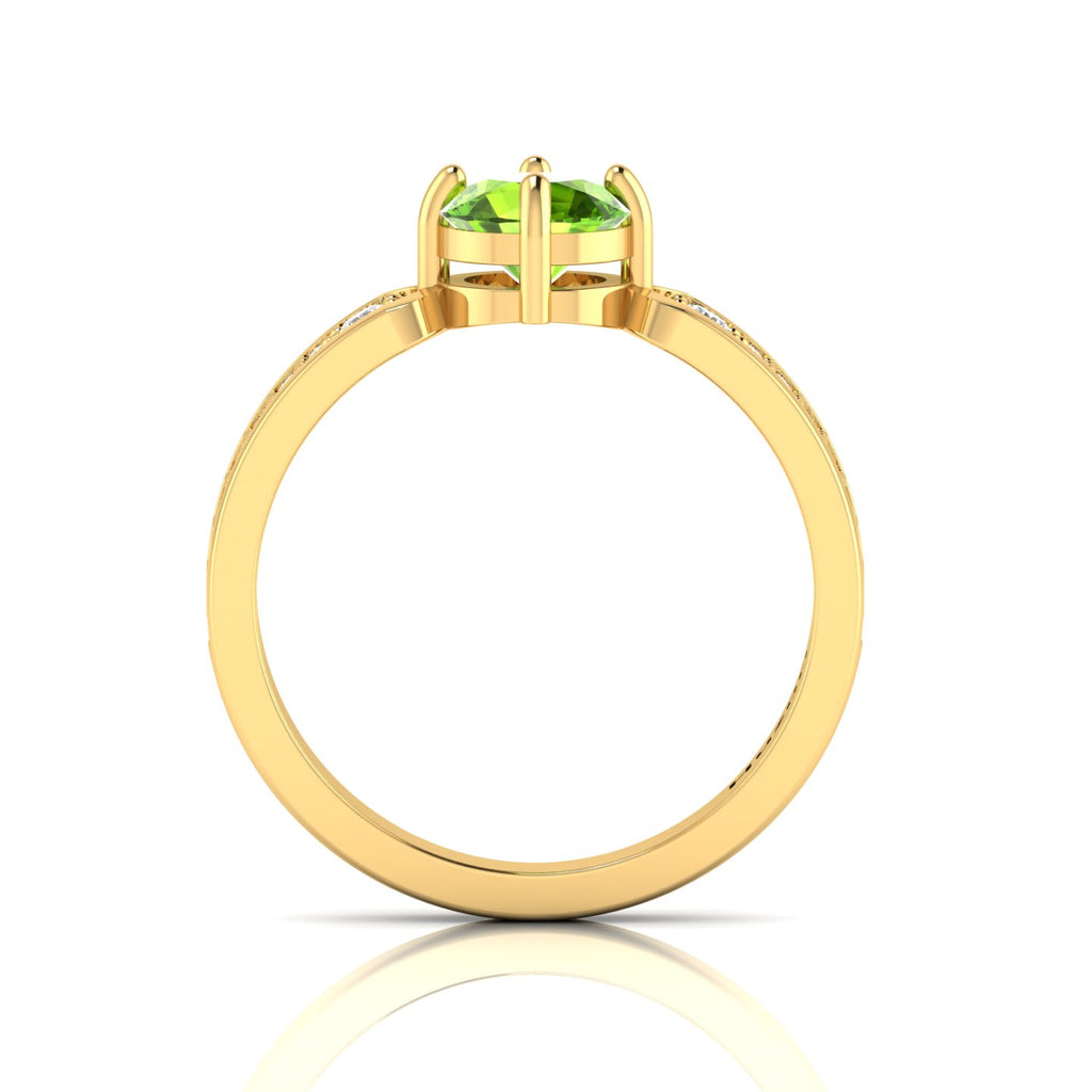 Round-Cut Peridot And Diamond Gold Plated Solitaire Ring