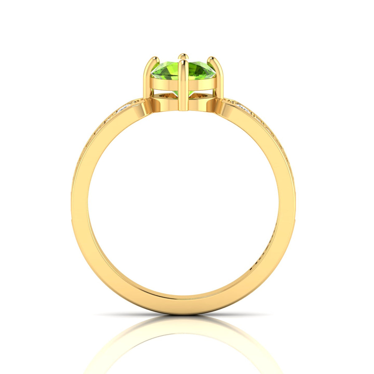 Round-Cut Peridot And Diamond Gold Plated Solitaire Ring