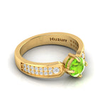 Round-Cut Peridot And Diamond Gold Plated Solitaire Ring
