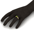 Round-Cut Peridot And Diamond Gold Plated Solitaire Ring