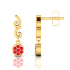 Gold Plated Ruby Swirl Drops Earrings