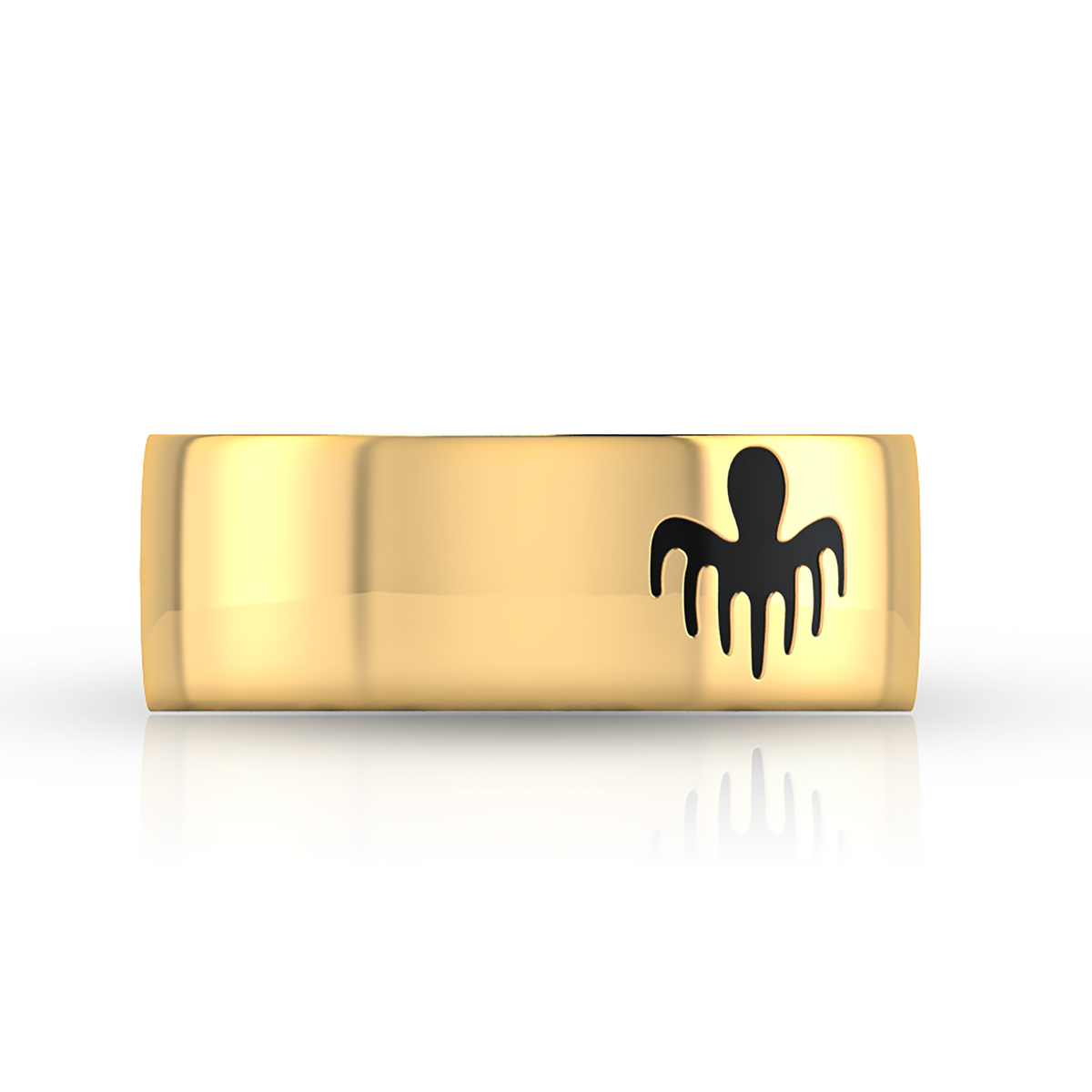 Black Enamel Spectre Band Gold Plated Ring