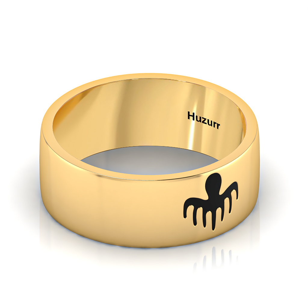 Black Enamel Spectre Band Gold Plated Ring