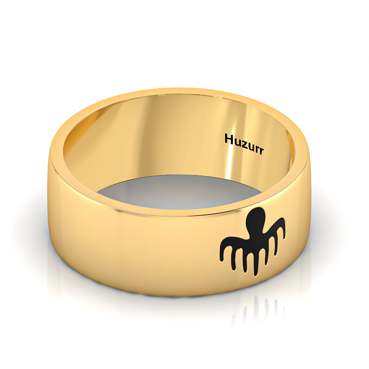 Black Enamel Spectre Band Gold Plated Ring