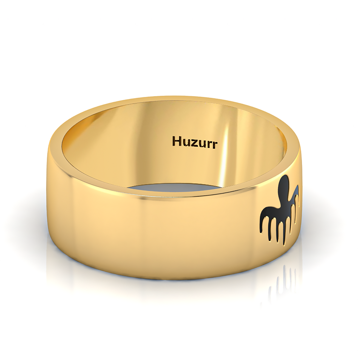 Black Enamel Spectre Band Gold Plated Ring
