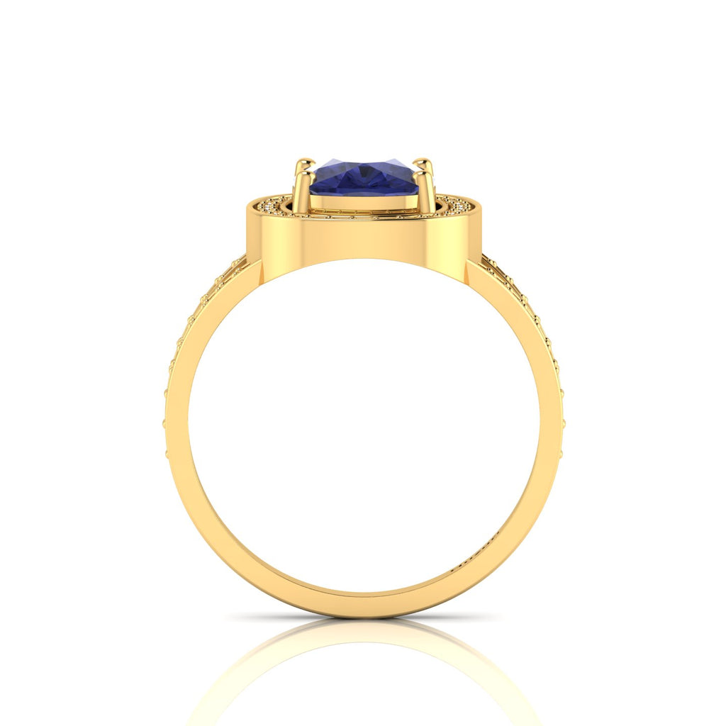 Cushion-Cut Tanzanite Gold Plated Solitaire Ring