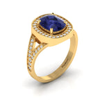 Cushion-Cut Tanzanite Gold Plated Solitaire Ring
