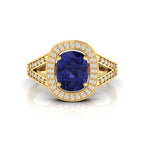 Cushion-Cut Tanzanite Gold Plated Solitaire Ring