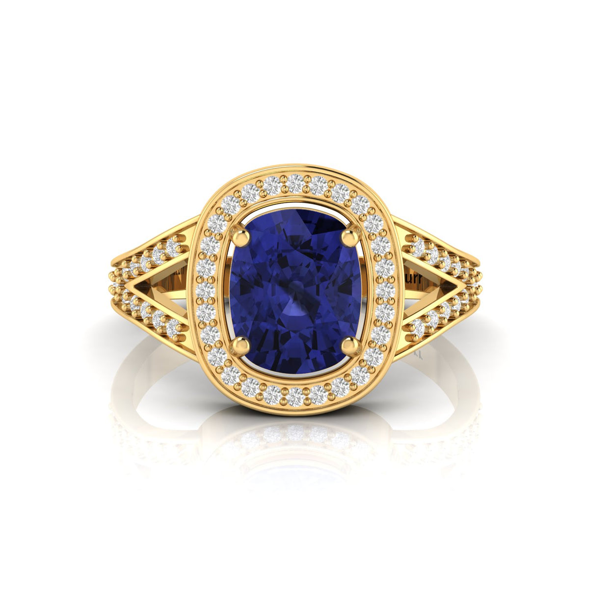 Cushion-Cut Tanzanite Gold Plated Solitaire Ring