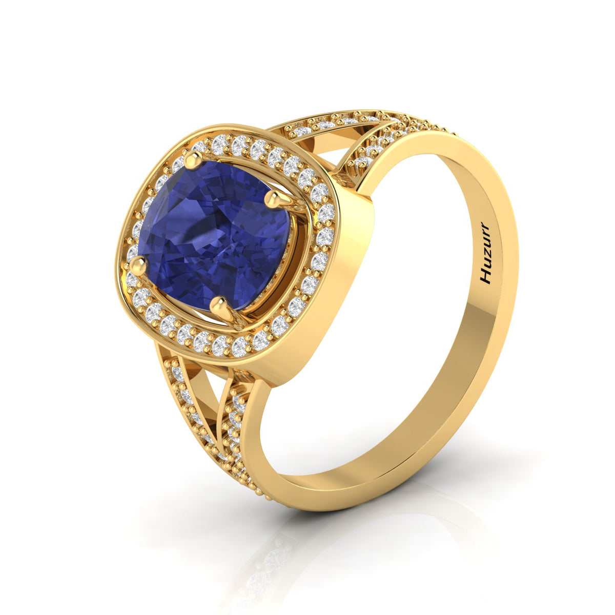 Cushion-Cut Tanzanite Gold Plated Solitaire Ring
