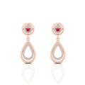 Teardrop Dangle Ruby Rose Gold Plated Earrings
