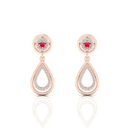 Teardrop Dangle Ruby Rose Gold Plated Earrings