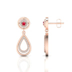 Teardrop Dangle Ruby Rose Gold Plated Earrings