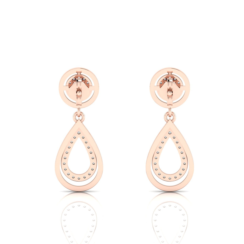 Teardrop Dangle Ruby Rose Gold Plated Earrings