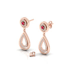 Teardrop Dangle Ruby Rose Gold Plated Earrings