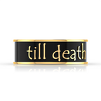 Till Death Gold Plated Black Enamel Band Ring