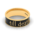 Till Death Gold Plated Black Enamel Band Ring