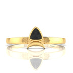 Trillion Curved Black Diamond Gold Plated Ring