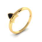 Trillion Curved Black Diamond Gold Plated Ring