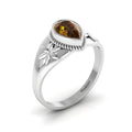 Pear-Cut Coffee Diamond 925 Silver Solitaire Ring