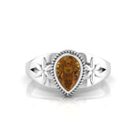 Pear-Cut Coffee Diamond 925 Silver Solitaire Ring