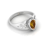 Pear-Cut Coffee Diamond 925 Silver Solitaire Ring