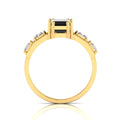 White & Black Diamond Gold Plated Solitaire Ring